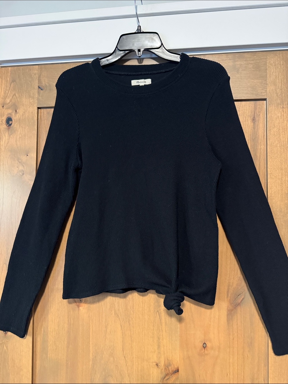 Madewell Waffle Thermal long sleeve Top Womens M knotted simple crew neck Boho